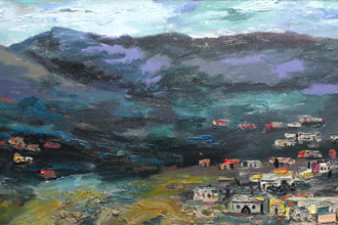 Деревня Фодиле на Крите. В этой деревне родился гениальный художник Эль Греко. 2008. Холст, масло. 47х100